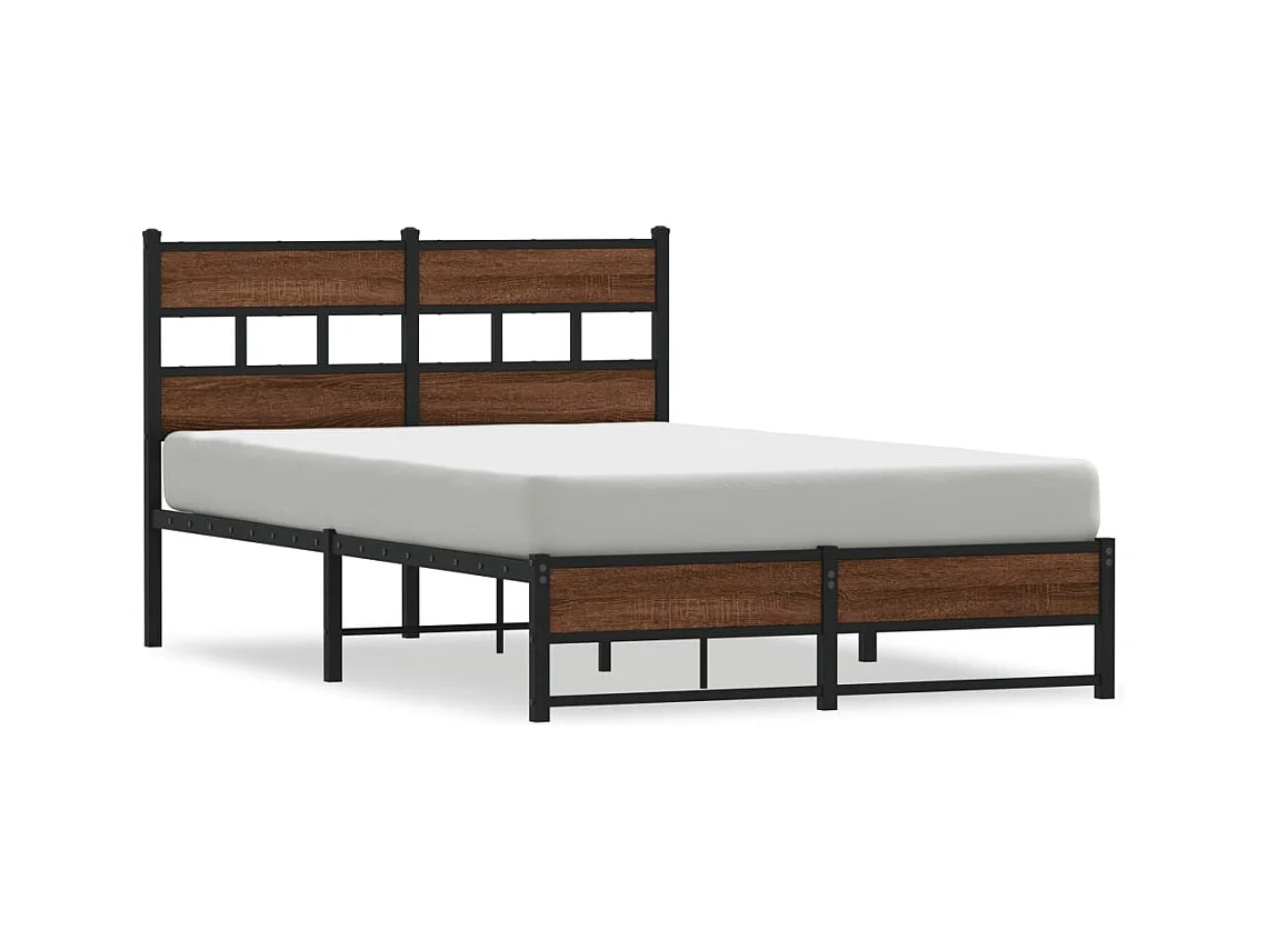 Lit simple | Lit adulte, enfant | Cadre de lit en métal chêne marron 120x200 cm