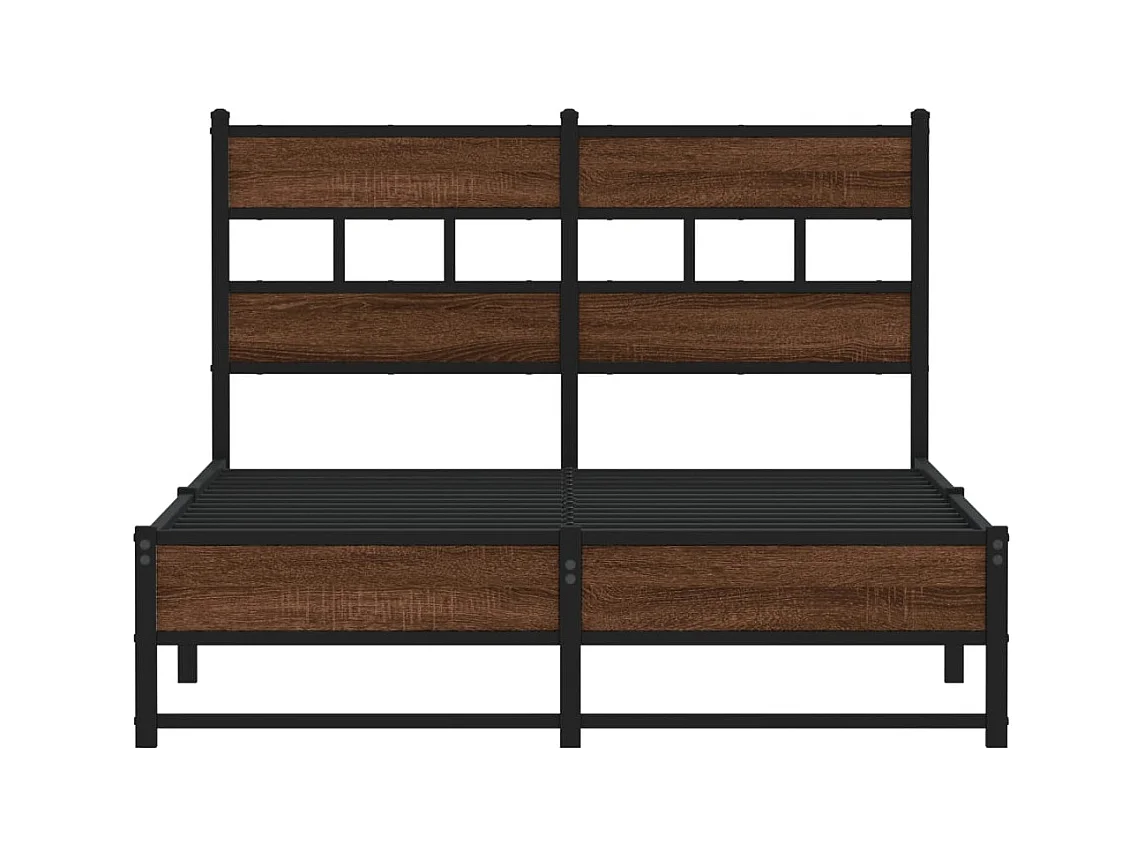 Lit simple | Lit adulte, enfant | Cadre de lit en métal chêne marron 120x200 cm