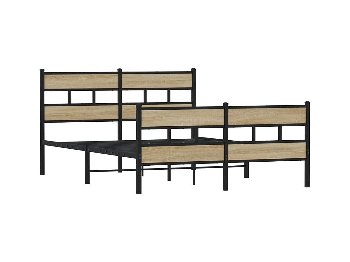 Lit double | Lit adulte | Cadre de lit en métal chêne sonoma 150x200 cm