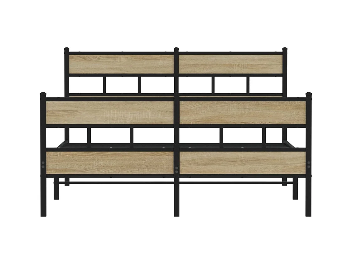 Lit double | Lit adulte | Cadre de lit en métal chêne sonoma 150x200 cm