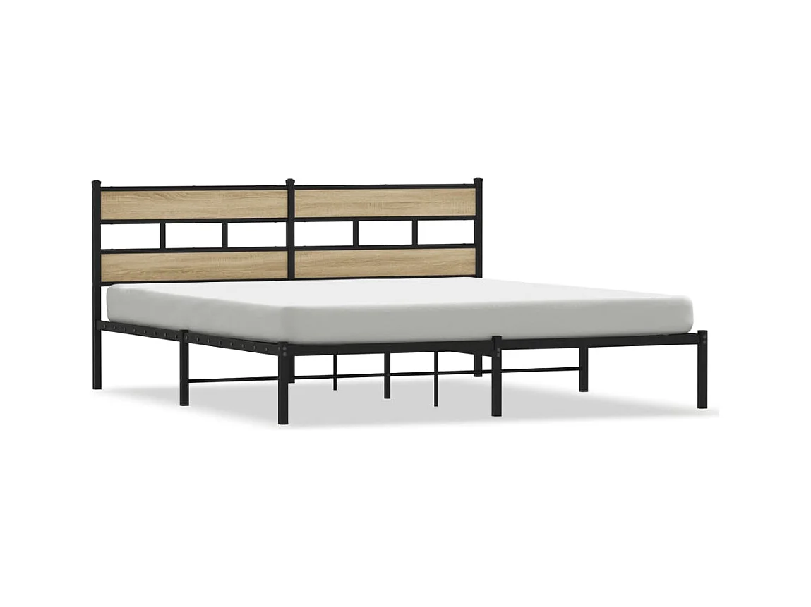 Lit double | Lit adulte | Cadre de lit en métal chêne sonoma 200x200 cm