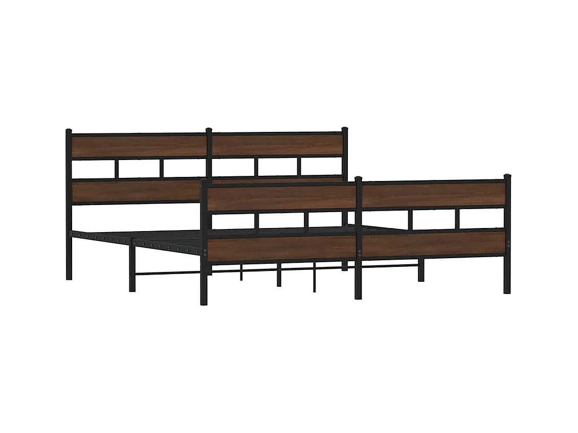 Lit double | Lit adulte | Cadre de lit en métal chêne marron 183x213 cm
