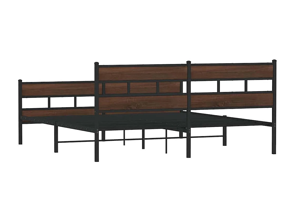 Lit double | Lit adulte | Cadre de lit en métal chêne marron 183x213 cm