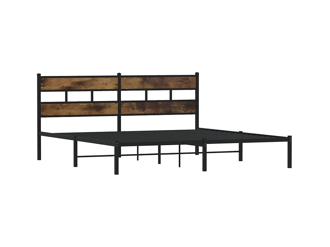 Lit double | Lit adulte | Cadre de lit en métal chêne fumé 193x203 cm