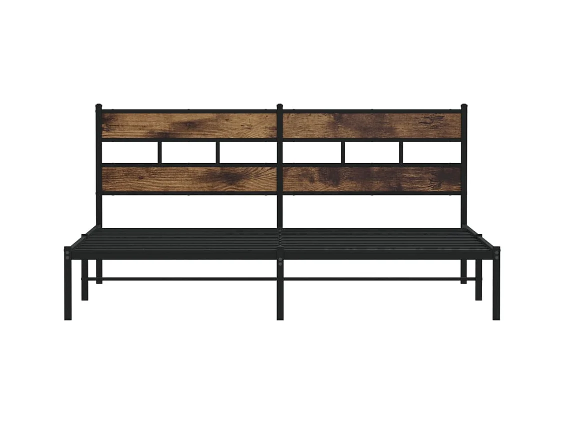 Lit double | Lit adulte | Cadre de lit en métal chêne fumé 193x203 cm