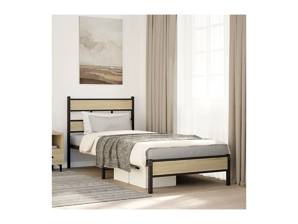 Lit simple | Lit adulte, enfant | Cadre de lit chêne sonoma 90x200 cm