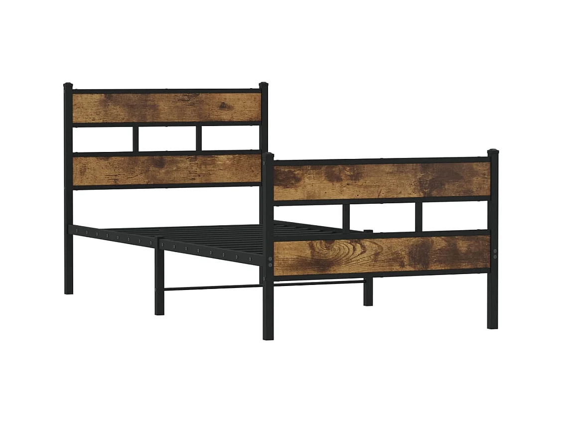 Letto per adulti | Letto singolo | Giroletto senza Materaso in Metallo Rovere Fumo 107x203 cm