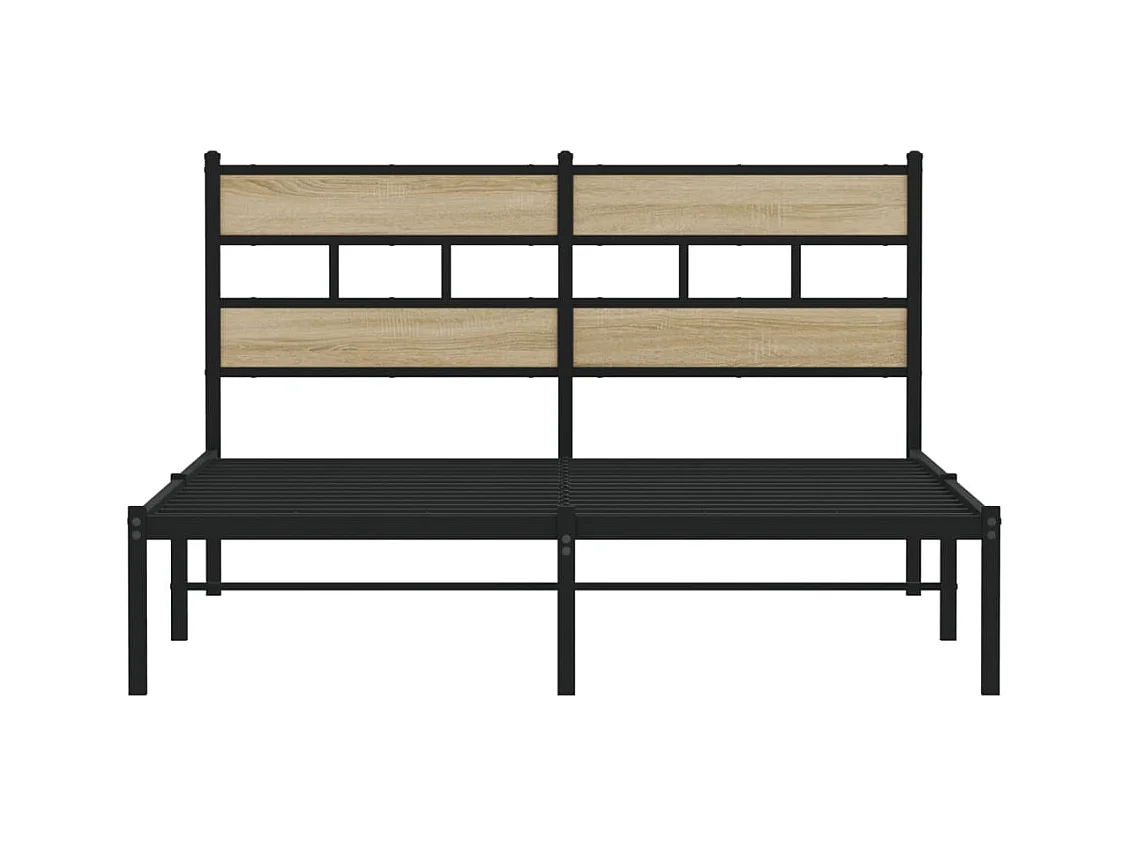 Lit double | Lit adulte | Cadre de lit en métal chêne sonoma 150x200 cm