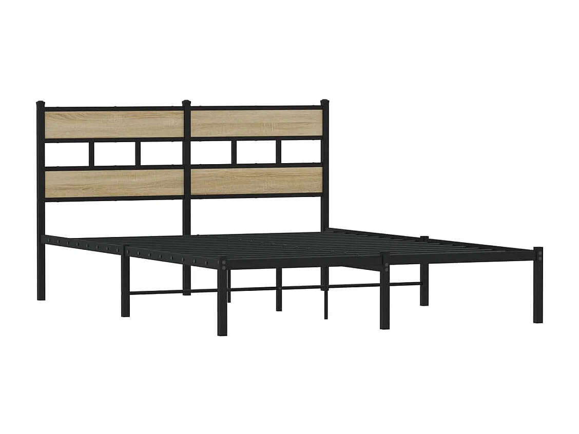 Lit double | Lit adulte | Cadre de lit en métal chêne sonoma 150x200 cm