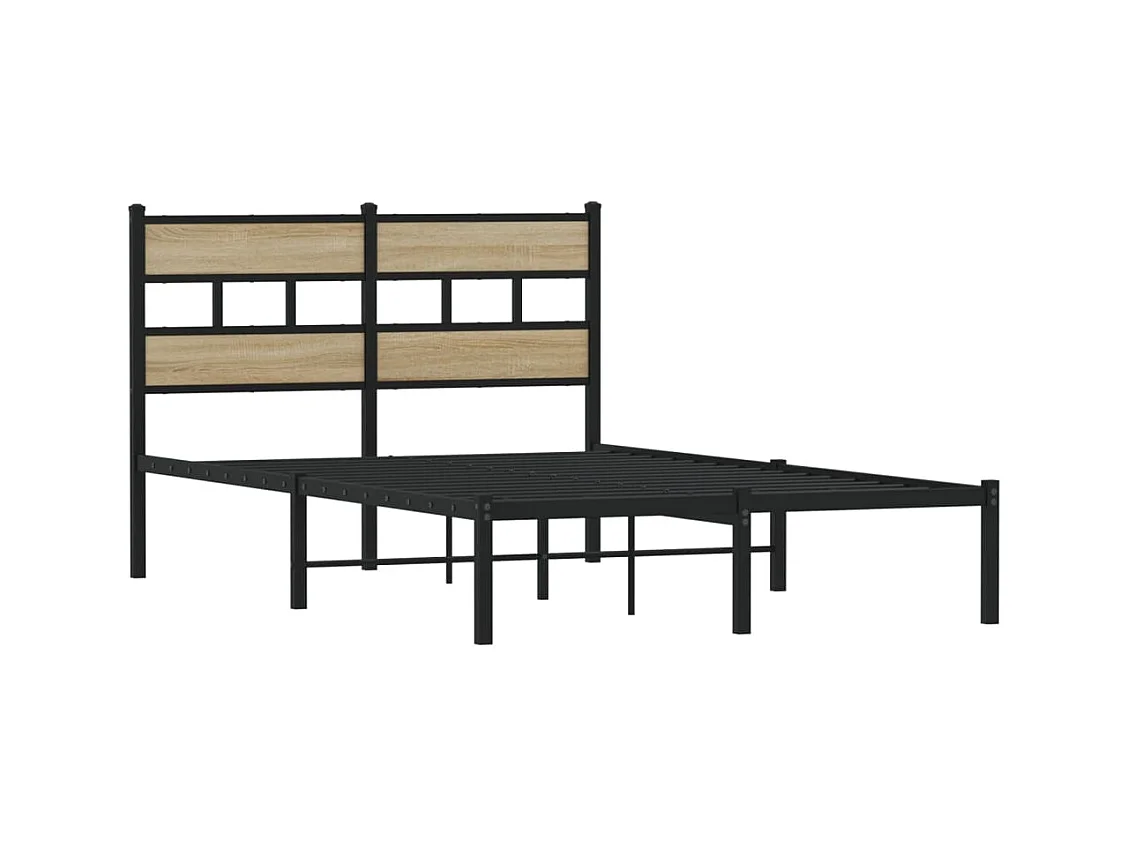 Lit simple | Lit adulte, enfant | Cadre de lit en métal chêne sonoma 120x190 cm