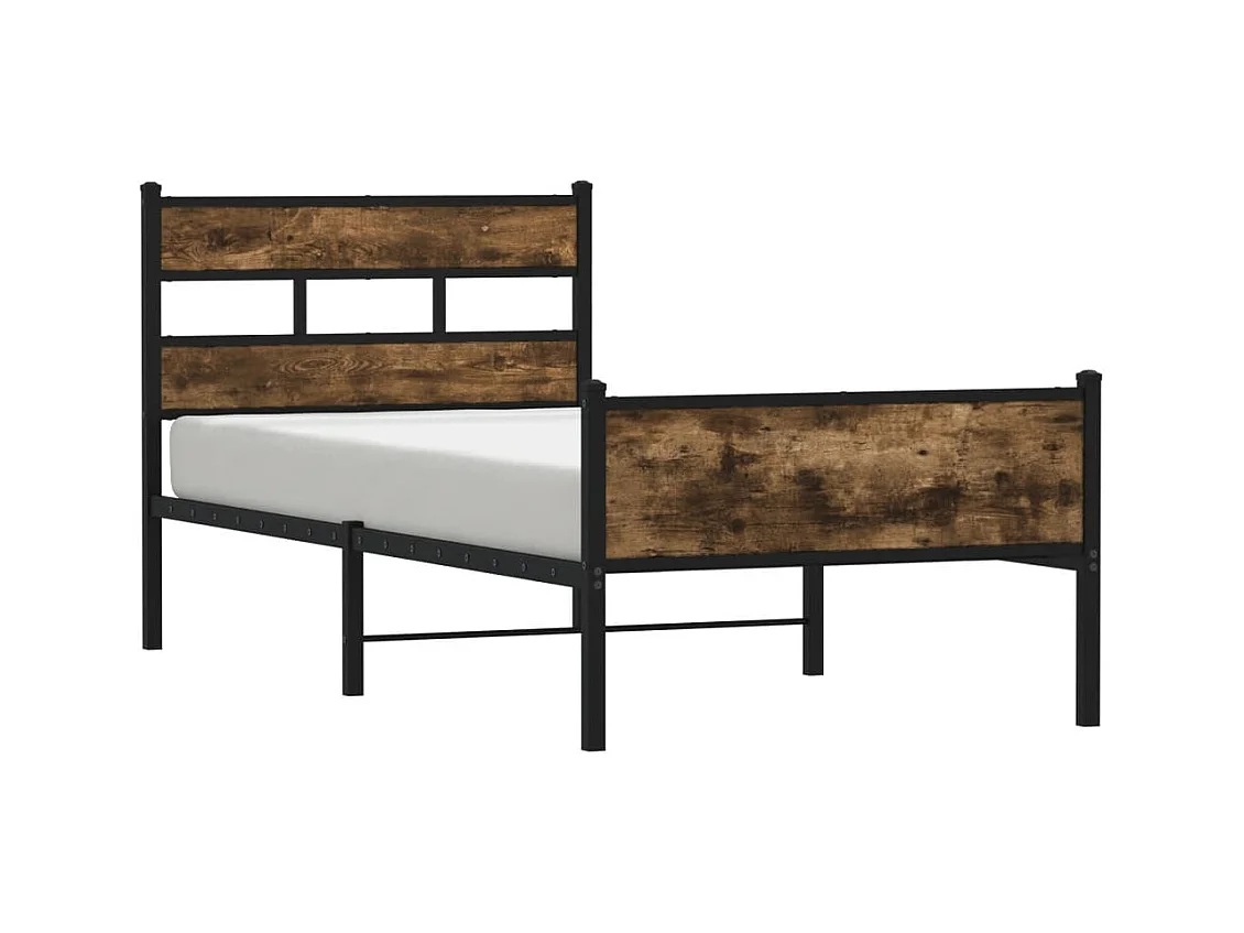 Lit simple | Lit adulte, enfant | Cadre de lit chêne fumé 107x203 cm bois ingénierie