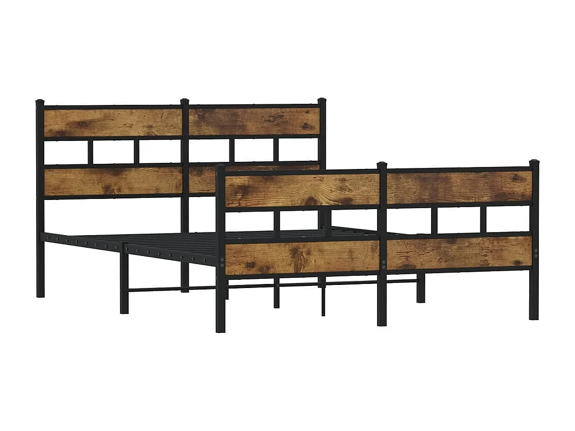 Letto per adulti | Letto matrimoniale | Giroletto senza Materaso in Metallo Rovere Fumo 160x200 cm