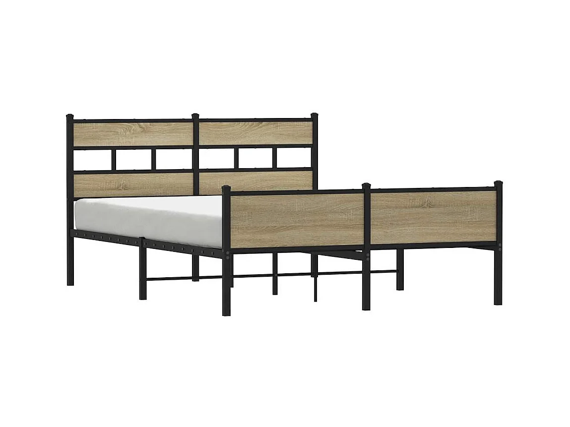 Lit double | Lit adulte | Cadre de lit en métal chêne sonoma 160x200 cm