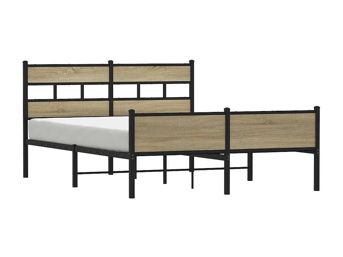 Letto per adulti | Letto matrimoniale | Giroletto senza Materaso in Metallo Rovere Sonoma 160x200 cm