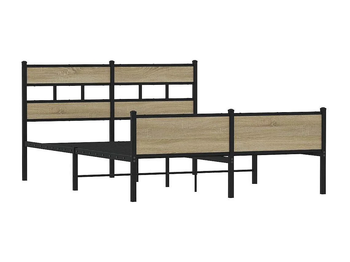 Letto per adulti | Letto matrimoniale | Giroletto senza Materaso in Metallo Rovere Sonoma 160x200 cm