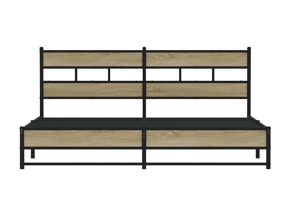 Lit double | Lit adulte | Cadre de lit en métal chêne sonoma 183x213 cm