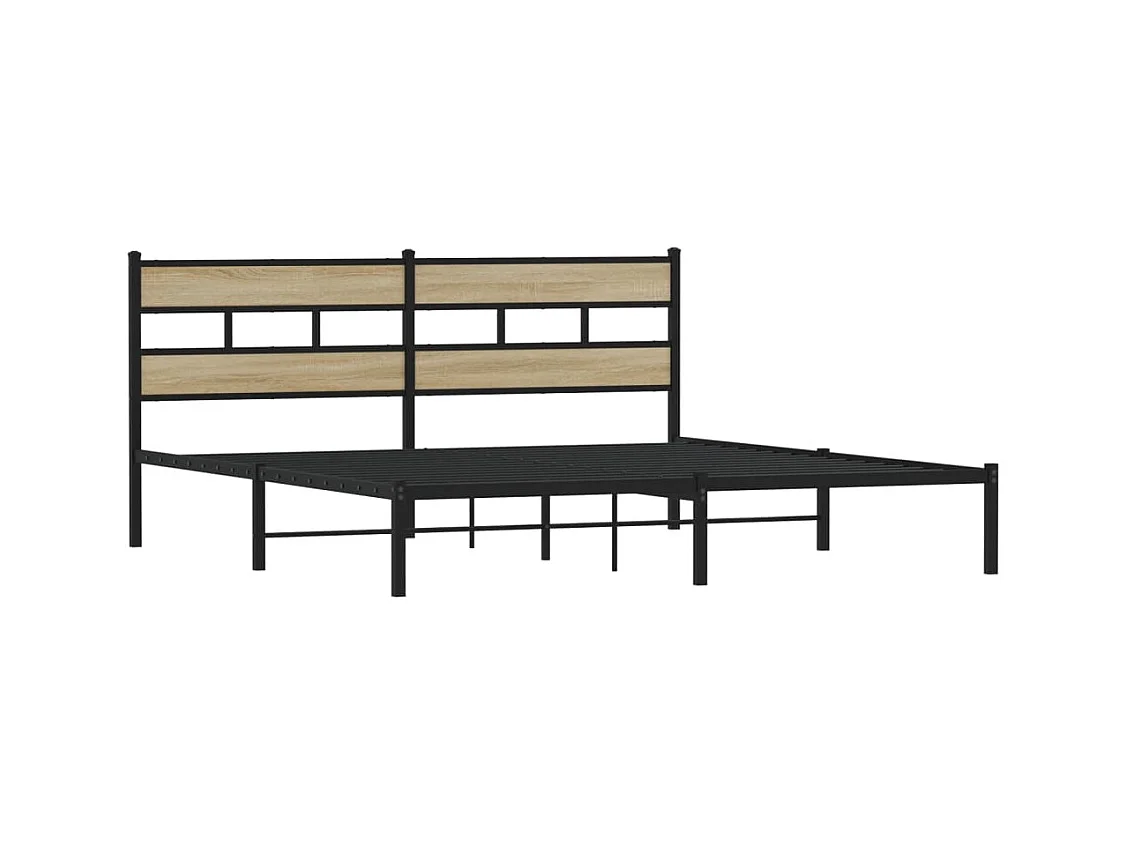 Lit double | Lit adulte | Cadre de lit en métal chêne sonoma 183x213 cm