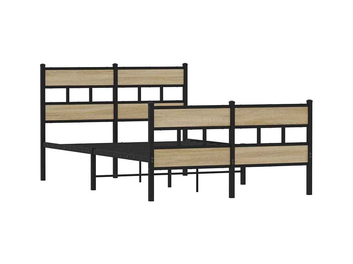 Lit simple | Lit adulte, enfant | Cadre de lit en métal chêne sonoma 120x200 cm