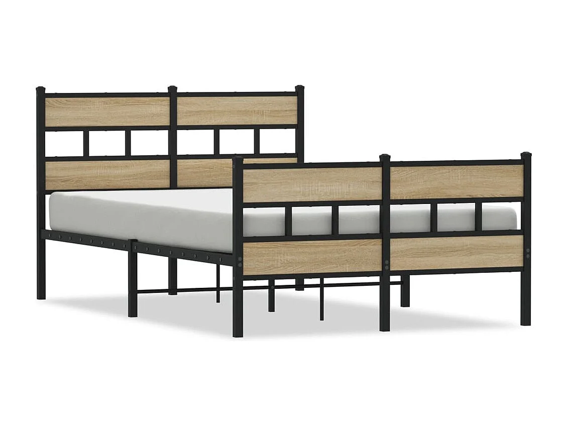 Letto per adulti | Letto singolo | Giroletto senza Materaso in Metallo Rovere Sonoma 120x200 cm