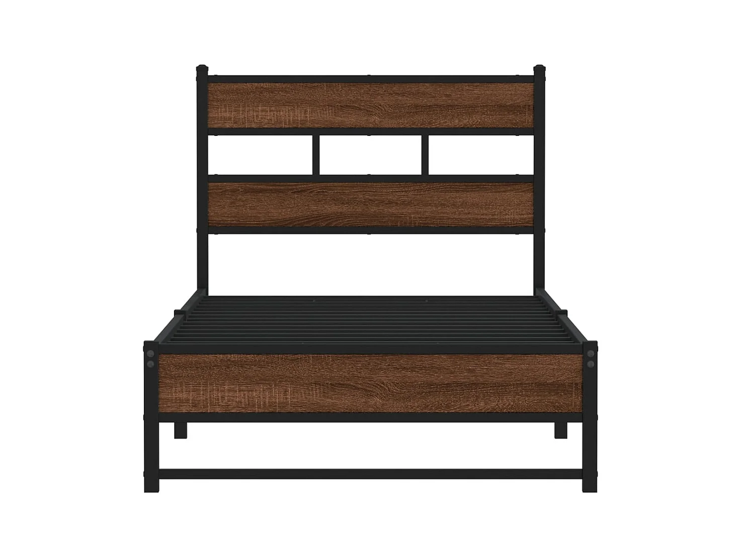 Lit simple | Lit adulte, enfant | Cadre de lit en métal chêne marron 107x203 cm