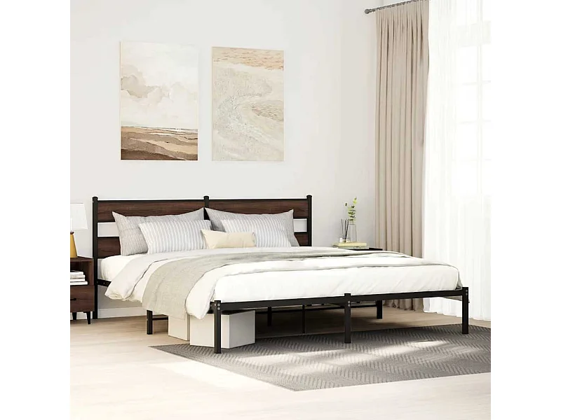 Letto per adulti | Letto matrimoniale | Giroletto senza Materasso con Testiera Rovere Marrone 180x200cm