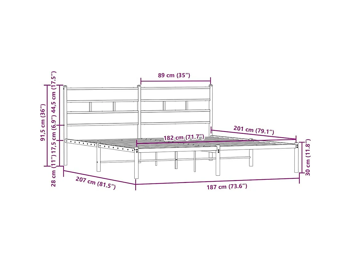 Lit double | Lit adulte | Cadre de lit avec tête de lit 180x200 cm