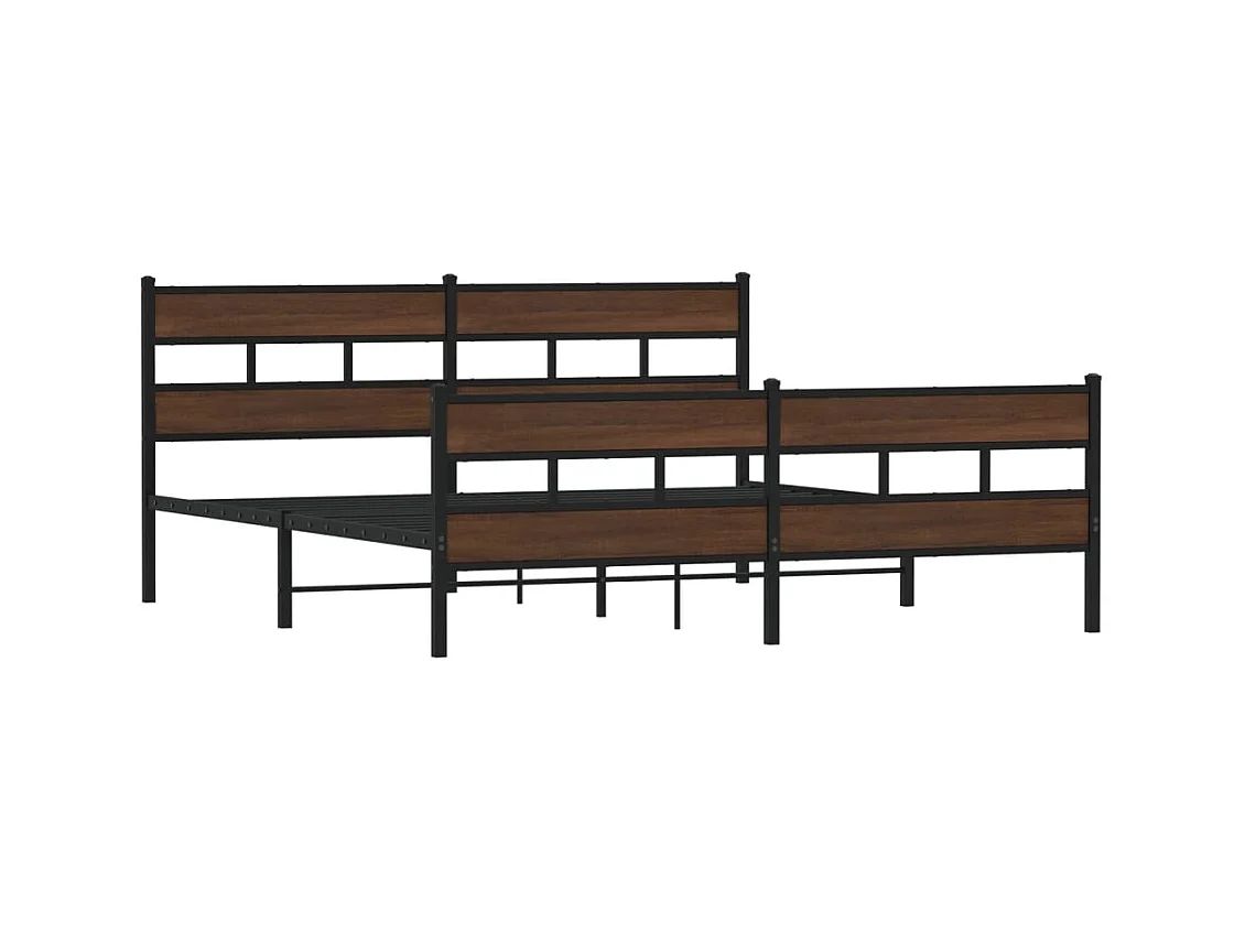 Lit double | Lit adulte | Cadre de lit en métal chêne marron 180x200 cm
