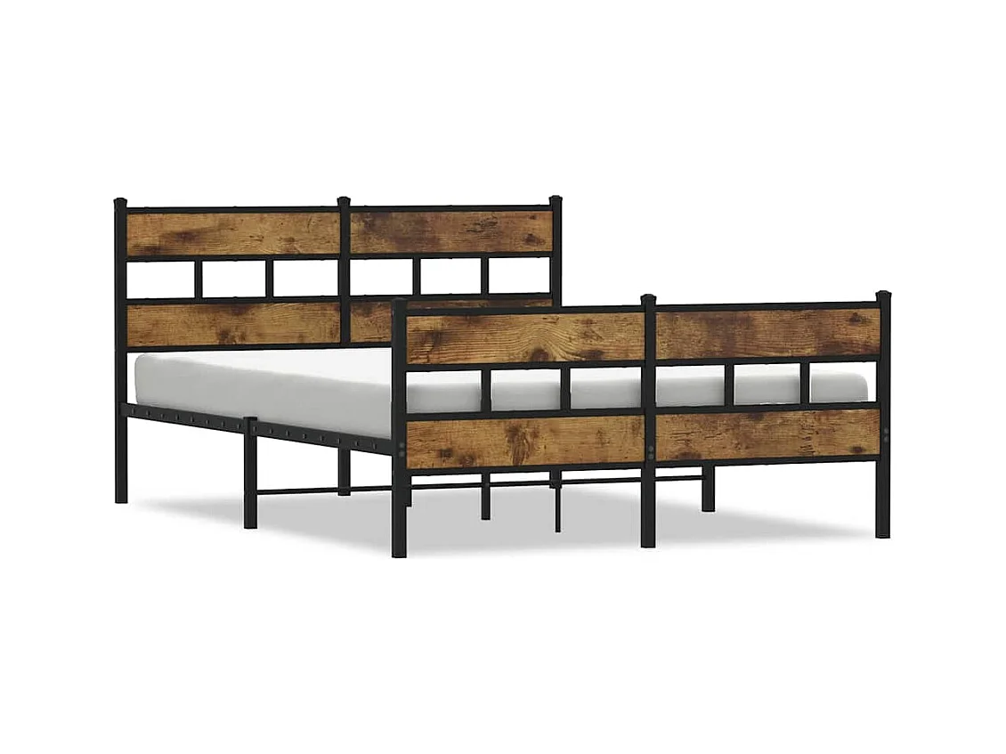 Lit double | Lit adulte | Cadre de lit en métal chêne fumé 140x190 cm