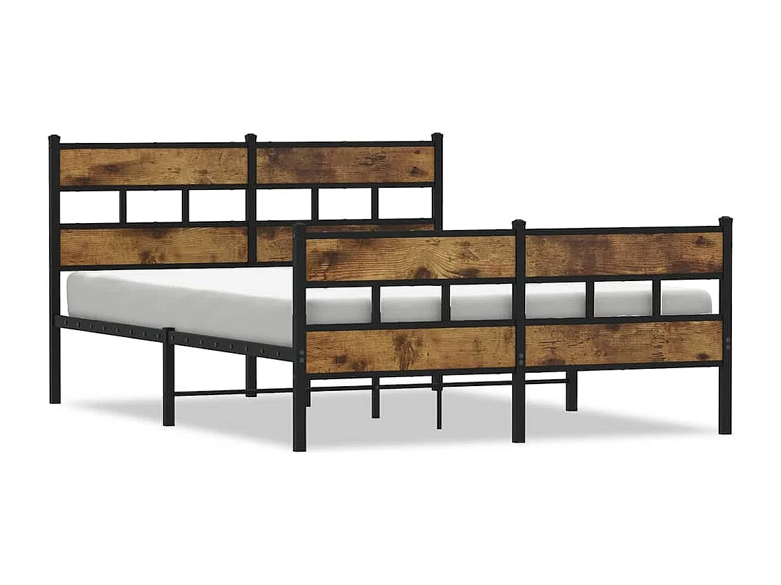 Letto per adulti | Letto matrimoniale | Giroletto senza Materaso in Metallo Rovere Fumo 140x190 cm