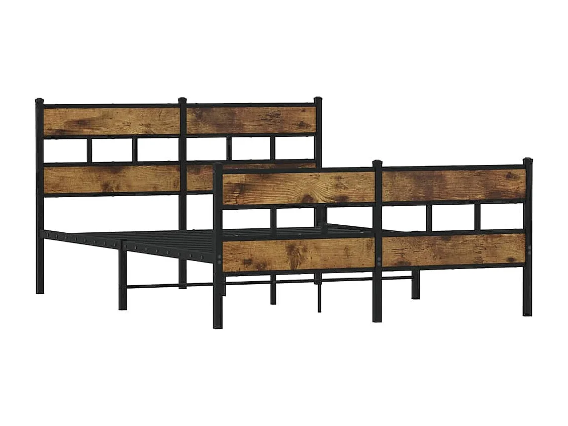 Letto per adulti | Letto matrimoniale | Giroletto senza Materaso in Metallo Rovere Fumo 140x190 cm