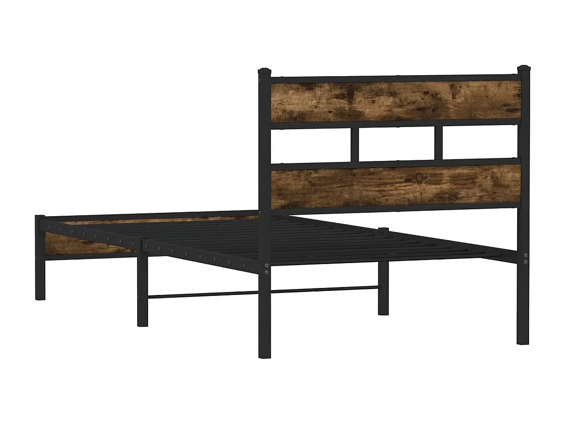 Lit simple | Lit adulte, enfant | Cadre de lit avec tête de lit chêne fumé 75x190 cm