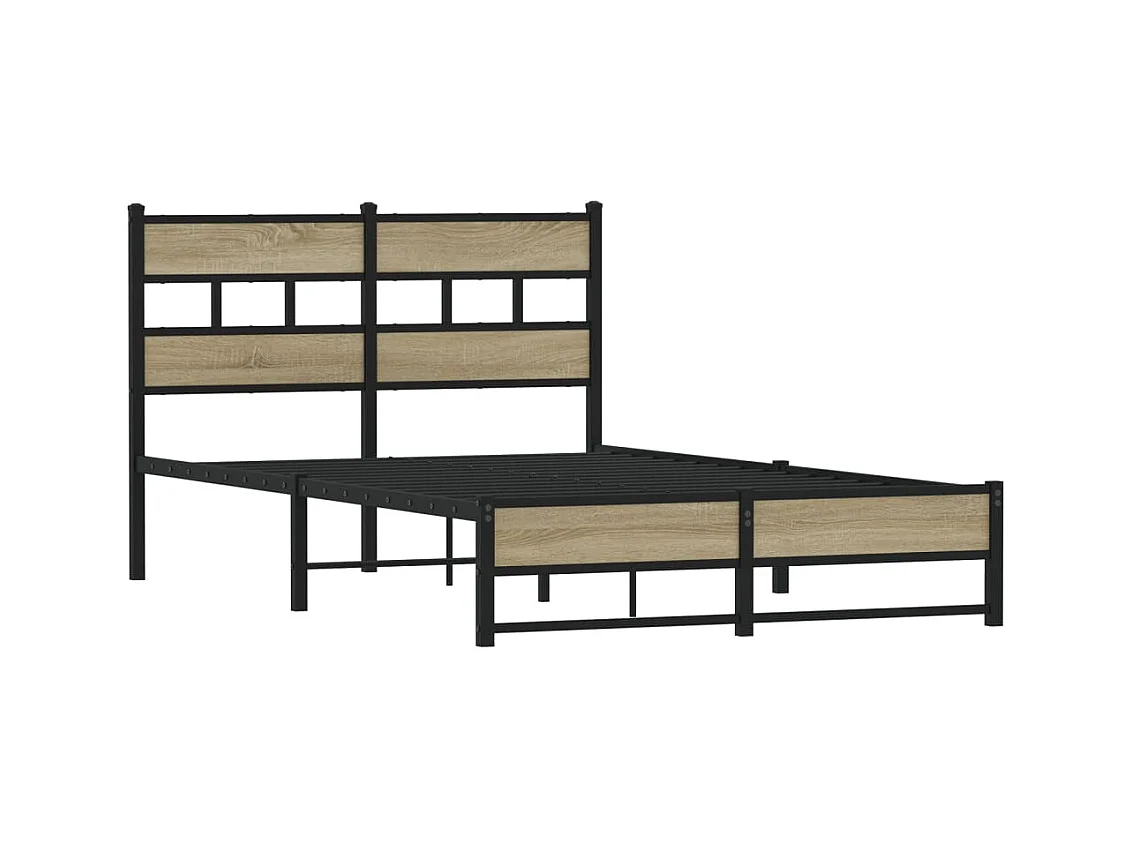 Lit simple | Lit adulte, enfant | Cadre de lit en métal chêne sonoma 120x200 cm