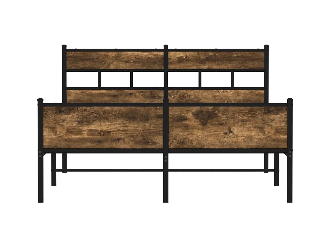 Lit double | Lit adulte | Cadre de lit chêne fumé 150x200 cm bois ingénierie