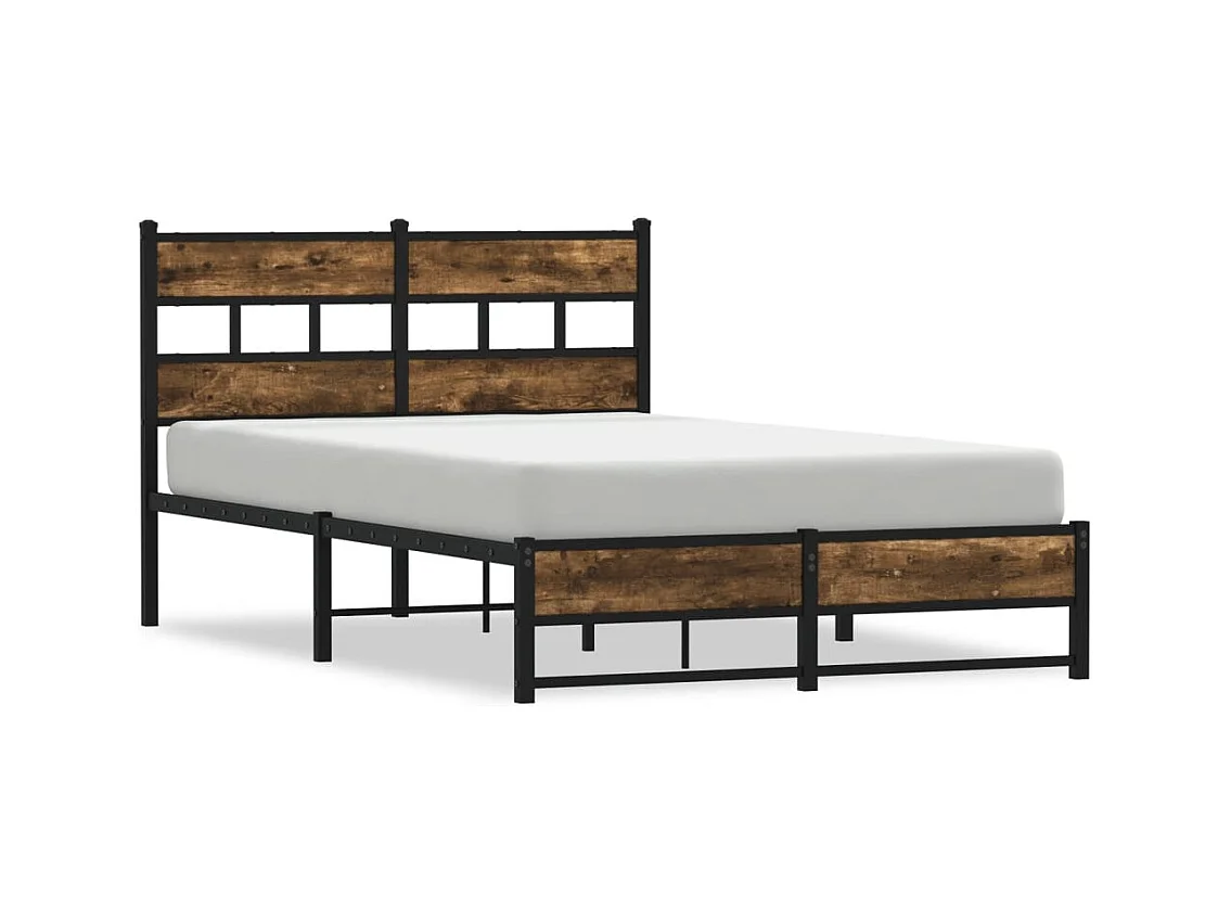 Lit simple | Lit adulte, enfant | Cadre de lit en métal chêne fumé 120x190 cm
