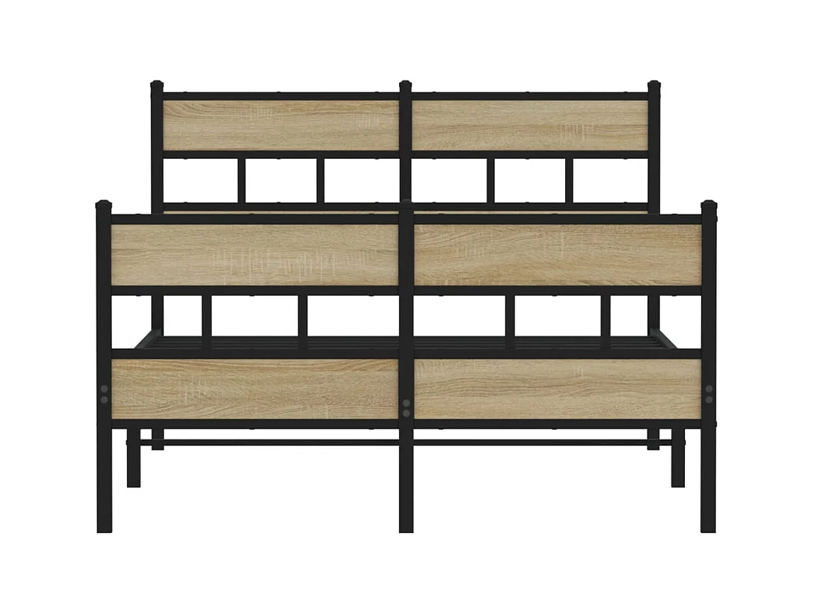 Lit simple | Lit adulte, enfant | Cadre de lit en métal chêne sonoma 120x190 cm
