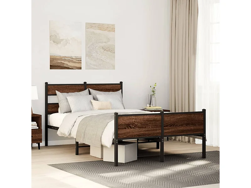 Letto per adulti | Letto singolo | Giroletto senza Materasso Rovere Marrone 120x200 cm Truciolato