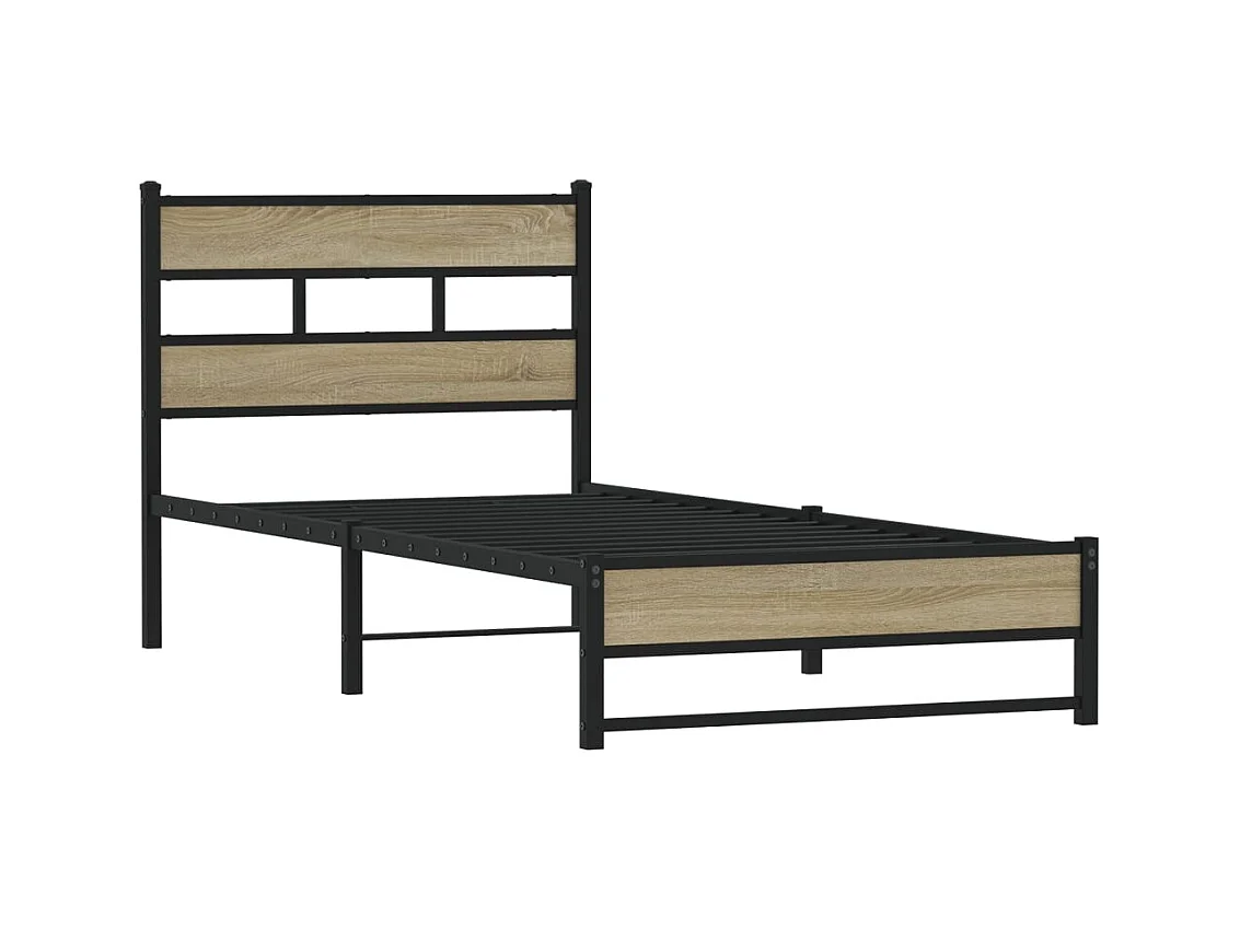 Lit simple | Lit adulte, enfant | Cadre de lit en métal chêne sonoma 107x203 cm