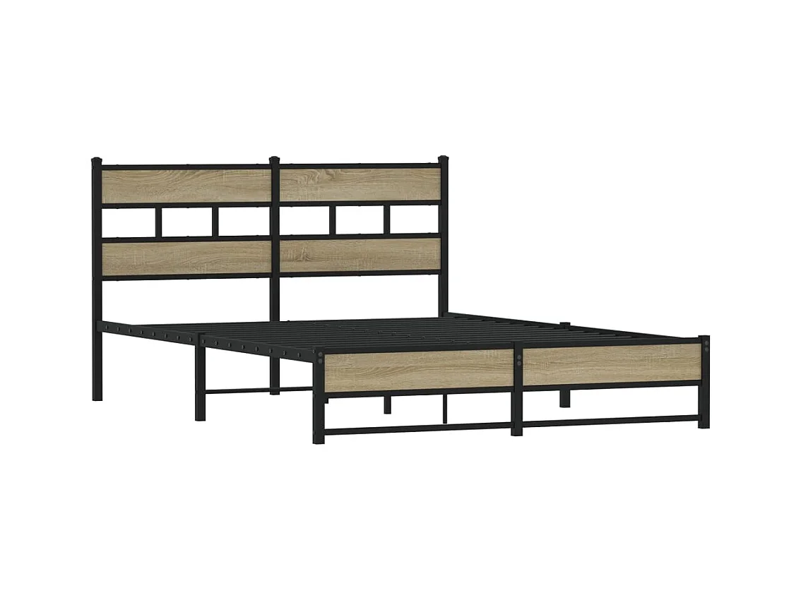 Lit double | Lit adulte | Cadre de lit en métal chêne sonoma 140x190 cm