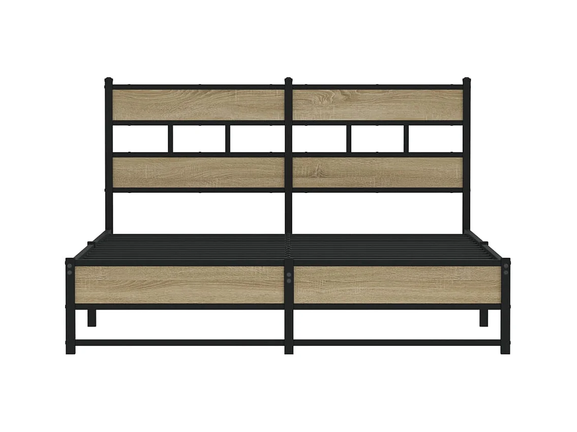 Lit double | Lit adulte | Cadre de lit en métal chêne sonoma 140x190 cm