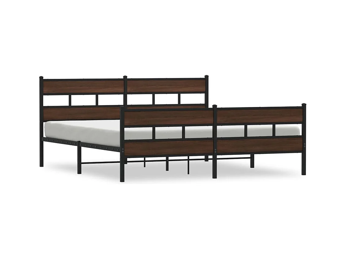 Lit double | Lit adulte | Cadre de lit en métal chêne marron 200x200 cm
