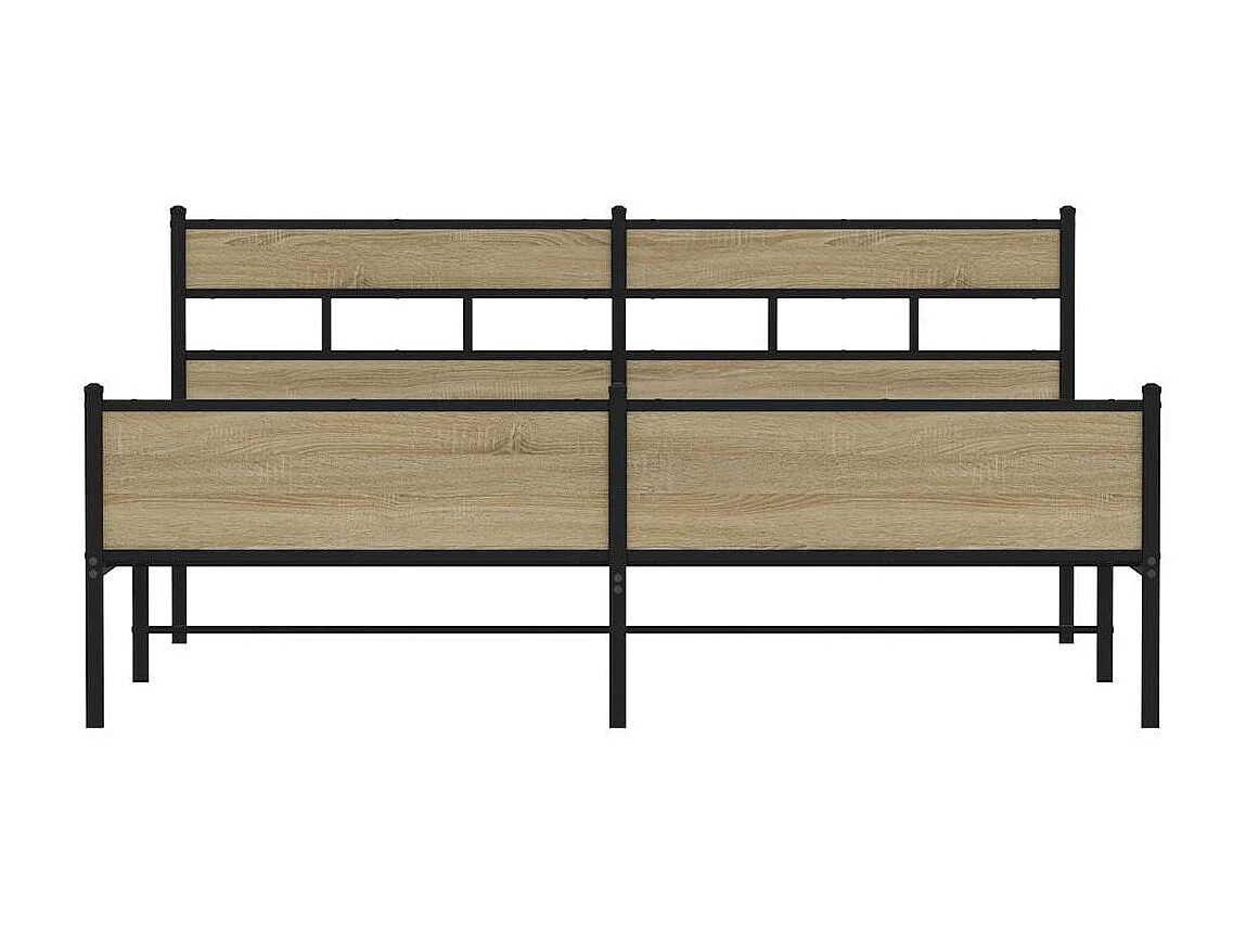 Letto per adulti | Letto matrimoniale | Giroletto senza Materaso in Metallo Rovere Sonoma 180x200 cm