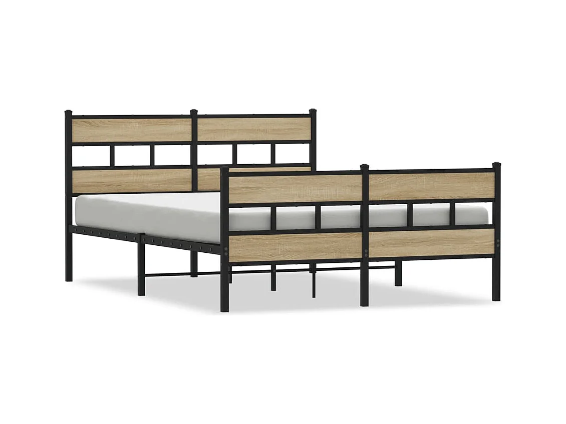 Lit double | Lit adulte | Cadre de lit en métal chêne sonoma 140x200 cm