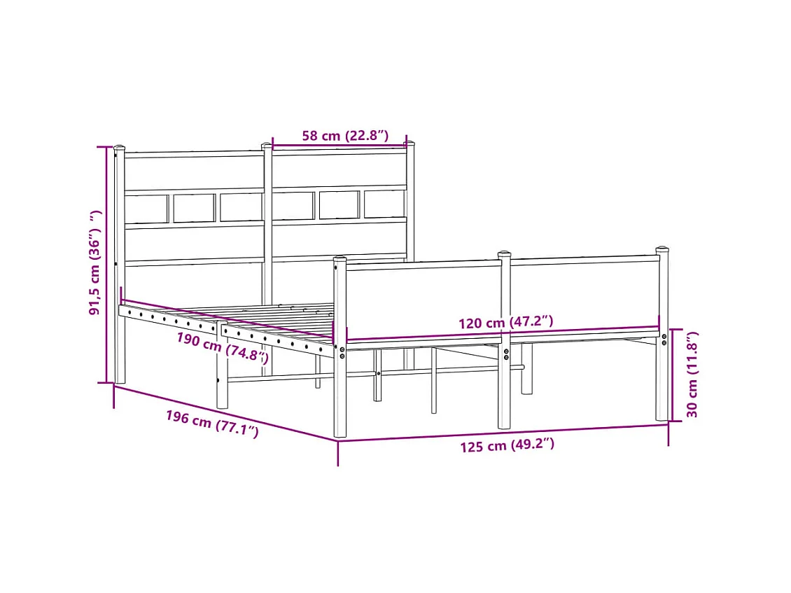 Lit simple | Lit adulte, enfant | Cadre de lit chêne sonoma 120x190 cm