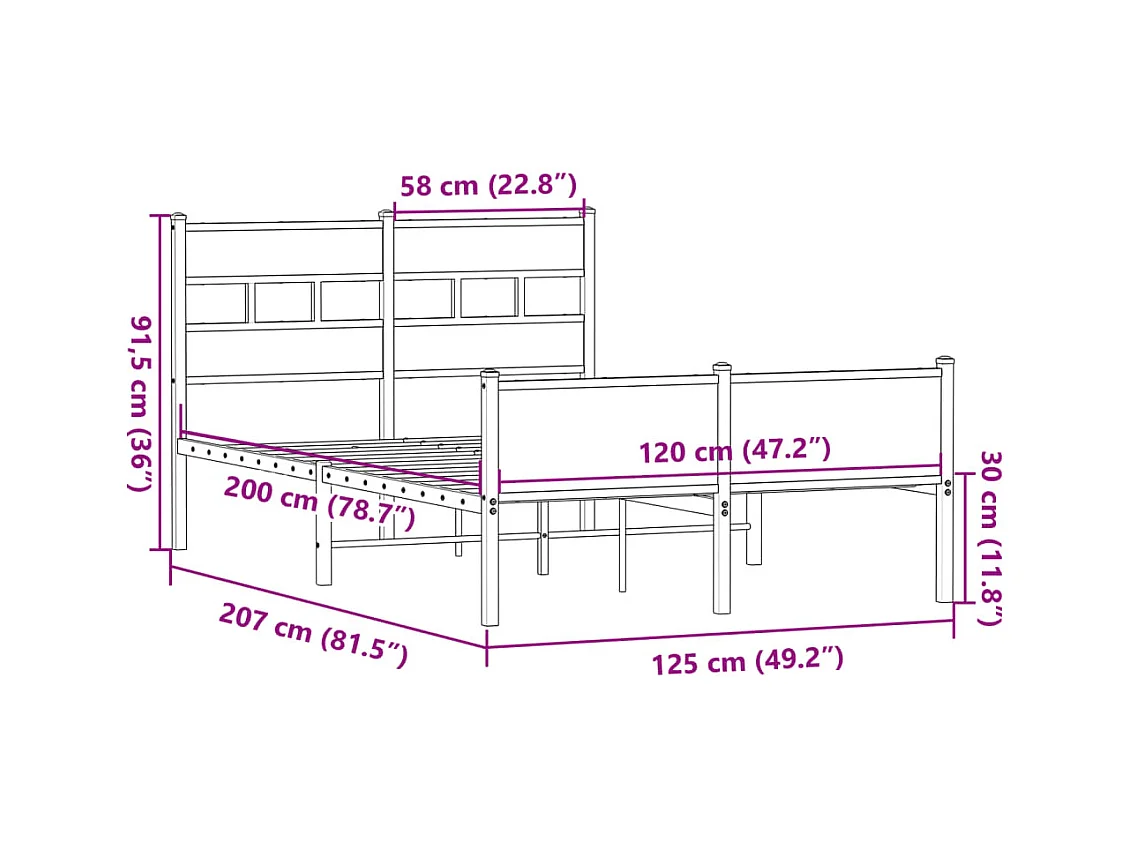 Lit simple | Lit adulte, enfant | Cadre de lit chêne sonoma 120x200 cm