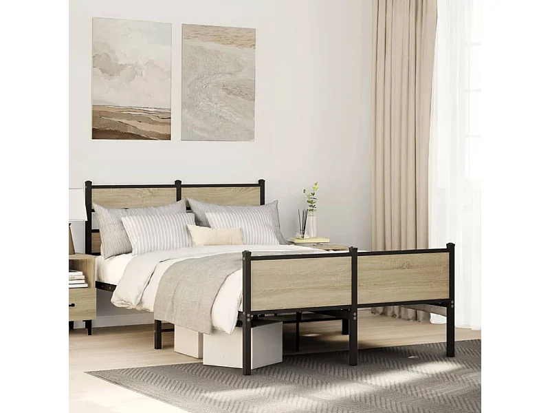 Letto per adulti | Letto singolo | Giroletto senza Materasso Rovere Sonoma 120x200cm in Truciolato