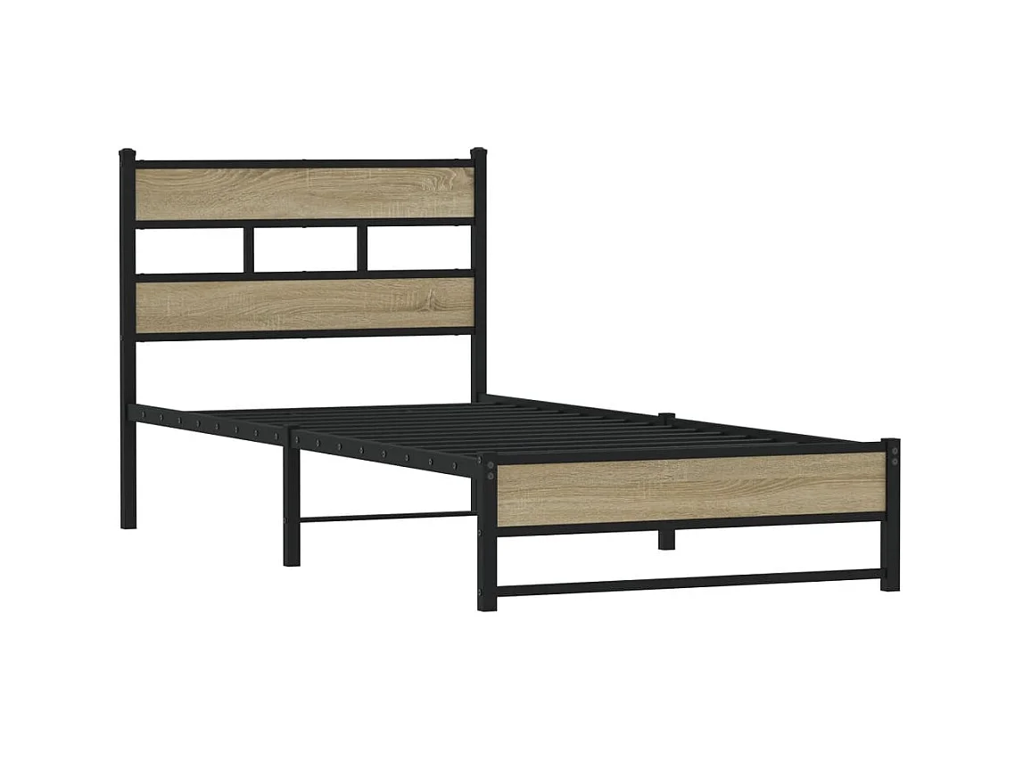 Lit simple | Lit adulte, enfant | Cadre de lit en métal chêne sonoma 100x190 cm
