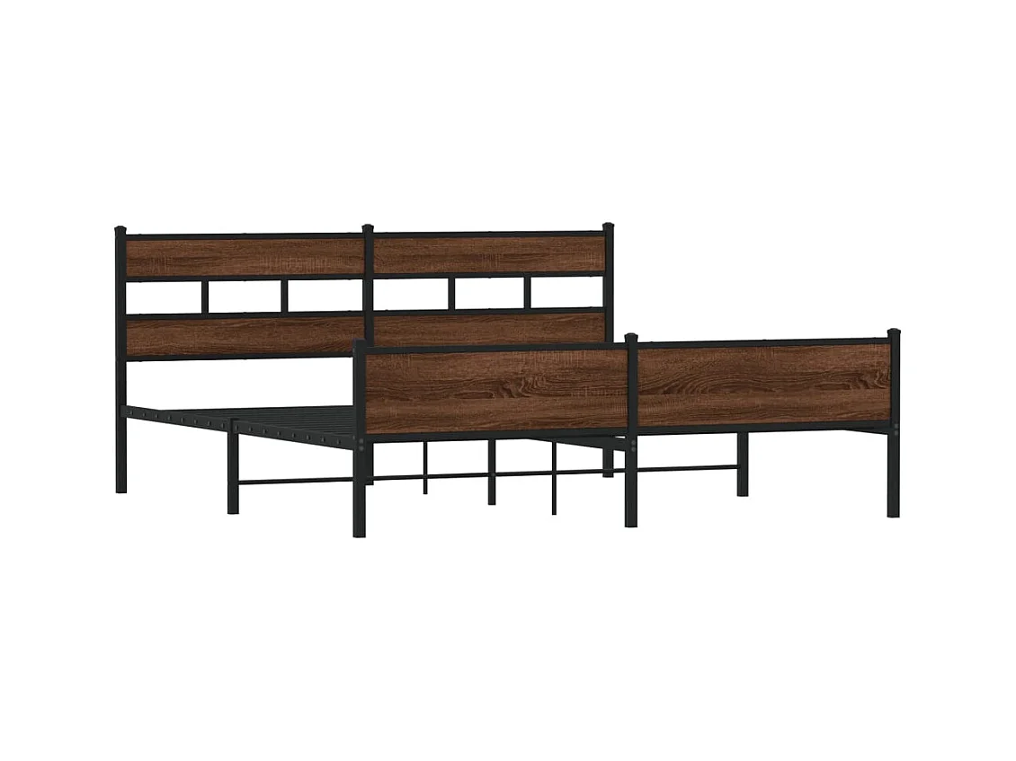 Lit double | Lit adulte | Cadre de lit en métal chêne marron 180x200 cm