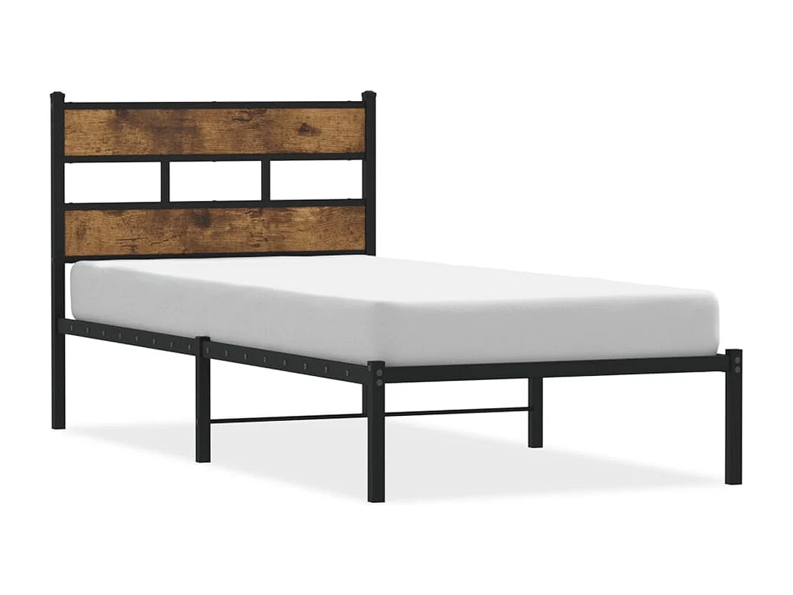 Letto per adulti | Letto singolo | Giroletto senza Materaso in Metallo Rovere Fumo 90x190 cm