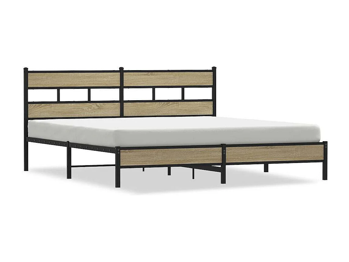 Letto per adulti | Letto matrimoniale | Giroletto senza Materaso in Metallo Rovere Sonoma 200x200 cm