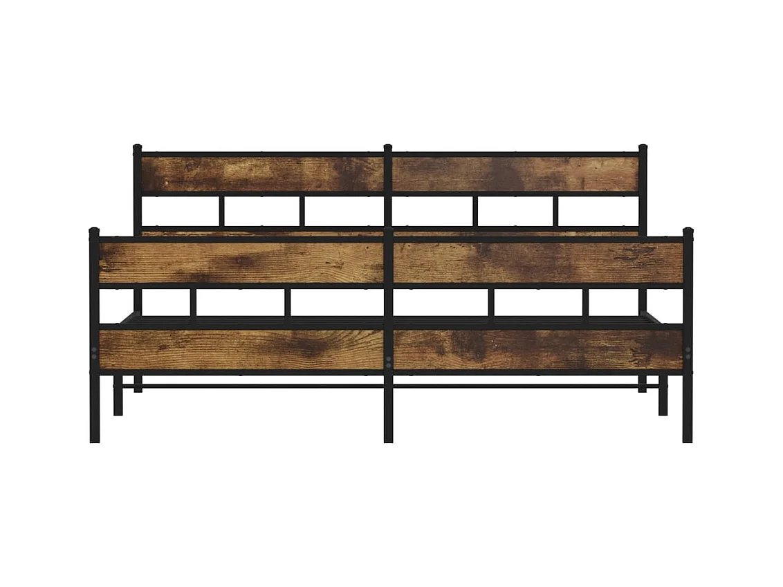 Lit double | Lit adulte | Cadre de lit en métal chêne fumé 180x200 cm